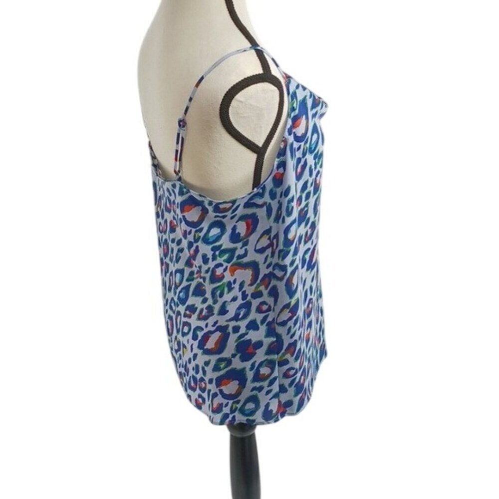 Nine West Camisole Tank Top Womens Size M Blue Animal Print Classic - Picture 4 of 8